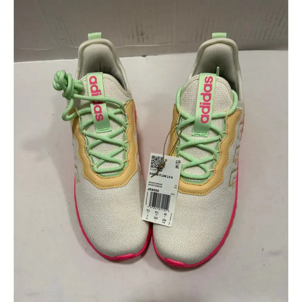 Adidas Kaptir Flow 2.0 Off White Wonder White Lucid Pink unisex 7-Y JR8090 New